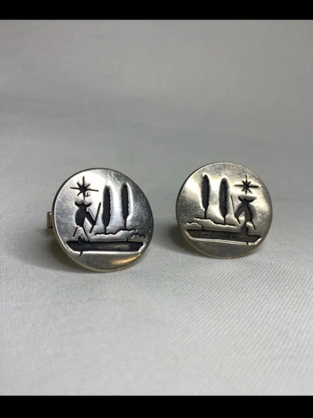 Xochimilco Gondola Taxco Solid Sterling Silver Vintage Cuff Links